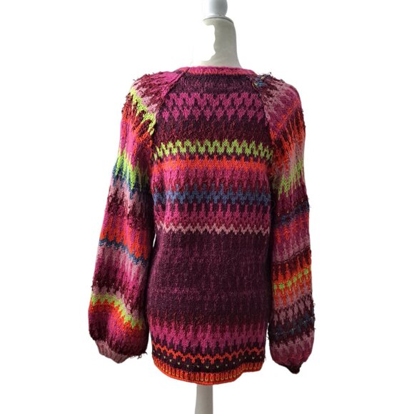 Free People Castles in the Sky Pullover Sweater Women's Multi Balloon Sleeve S - Picture 6 of 9